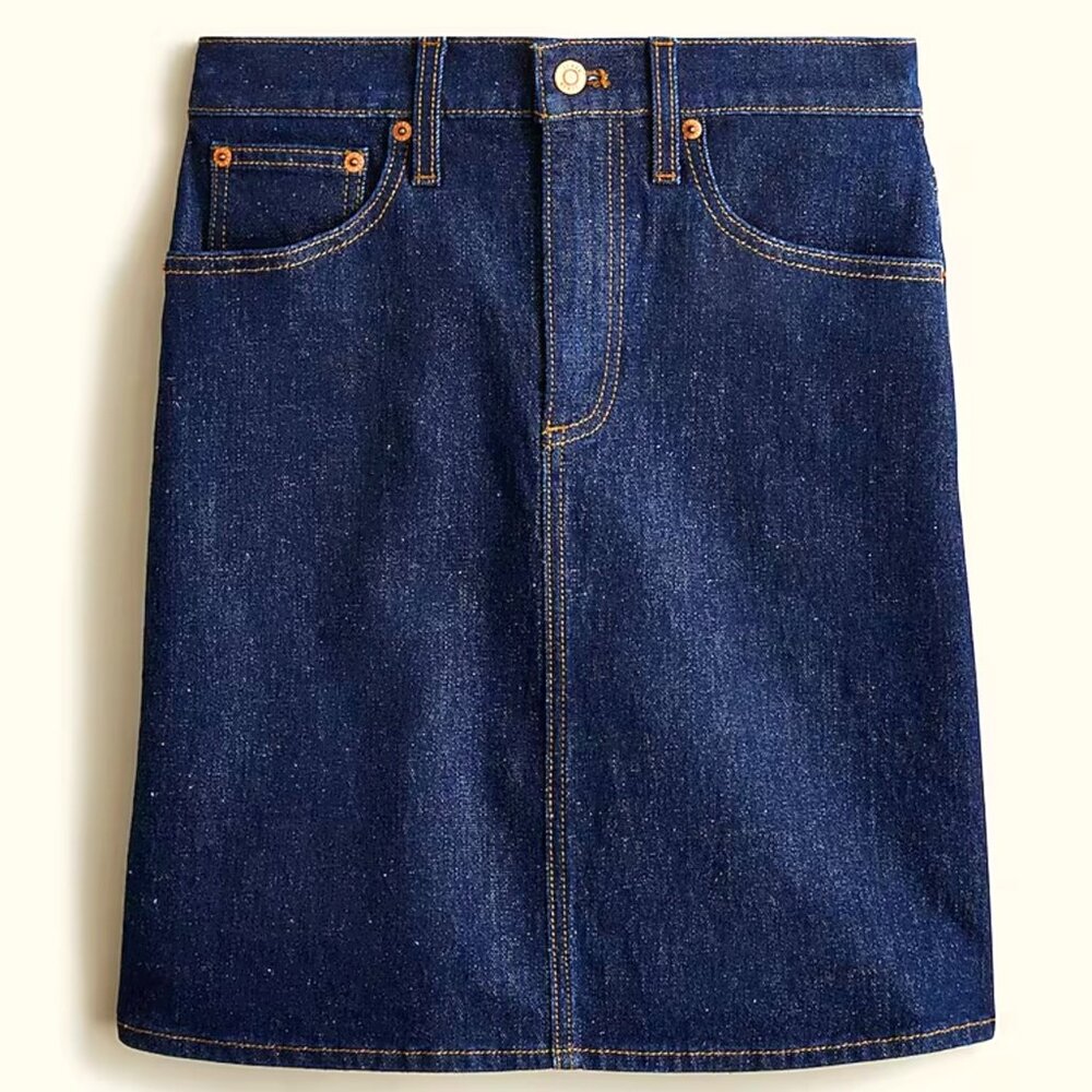 J. Crew Denim Jean Mini Skirt Dark Wash Classic Indigo Rinse Blue sz 25